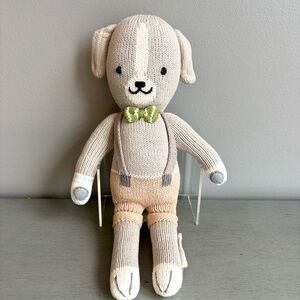 Cuddle + Kind Noah the Dog Puppy Bowtie Plush Stuffed Animal Toy Hand Knit Peru